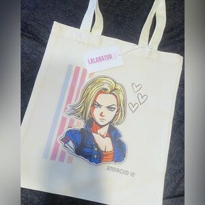 Android 18 Retro Canva tote-bag